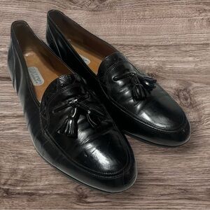 Bally Arturo Men's 13 D Leather Tassel Loafers Black Made in Italy